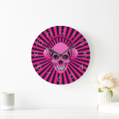 Roze schedel met hoofdtelefoonklok grote klok (Huis)