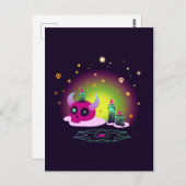 Roze schedel met occulte kaarsen briefkaart (Voorkant / Achterkant)