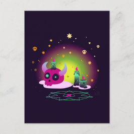 Roze schedel met occulte kaarsen briefkaart