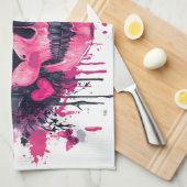 Roze schedel met vlinders en harten theedoek (Quarter Fold)