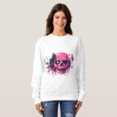 Roze schedel met vlinders en harten trui (Voorkant volledig)