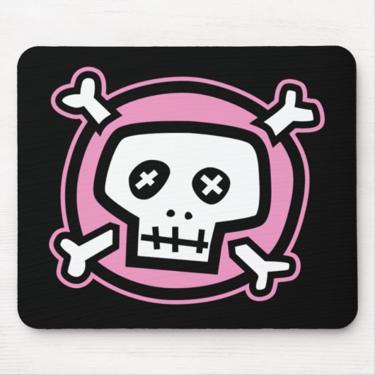 Roze schedel mousepad muismat (Voorkant)