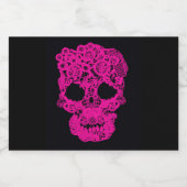 Roze schedel Mousserende Wijnfles Sparkling Wijnetiket (Enkel label)