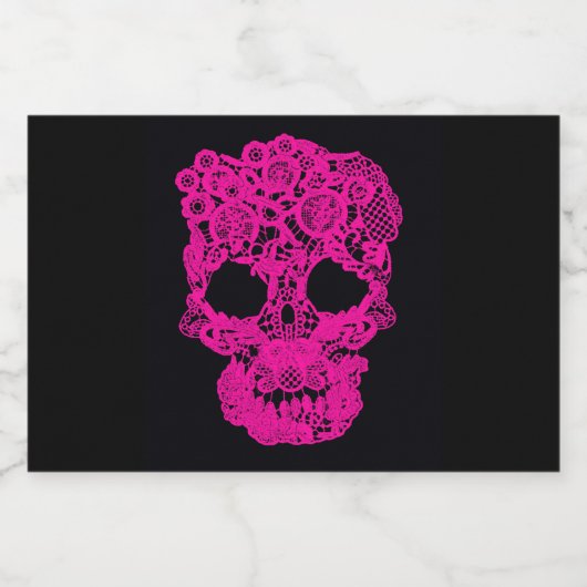 Roze schedel Mousserende Wijnfles Sparkling Wijnetiket (Enkel label)