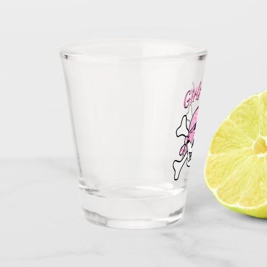 Roze schedel Oogpleister Shot Glas (Links)