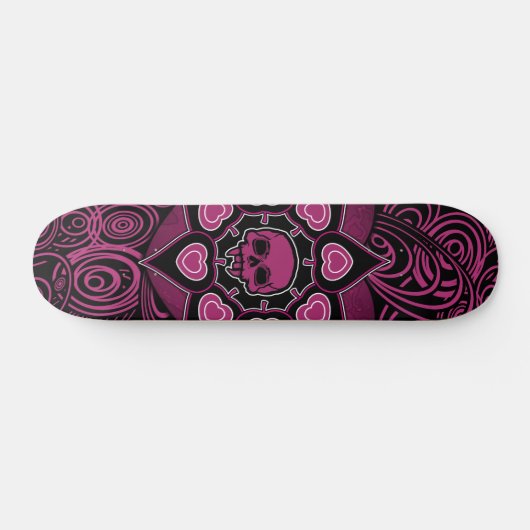 Roze schedel persoonlijk skateboard (Horizontaal)