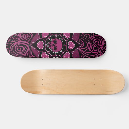 Roze schedel persoonlijk skateboard (Horizontaal)