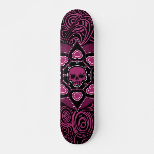 Roze schedel persoonlijk skateboard (Voorkant)
