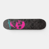 Roze schedel persoonlijk skateboard (Horizontaal)