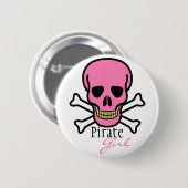 Roze schedel Pirate Girl Ronde Button 5,7 Cm (Voorkant /achterkant)
