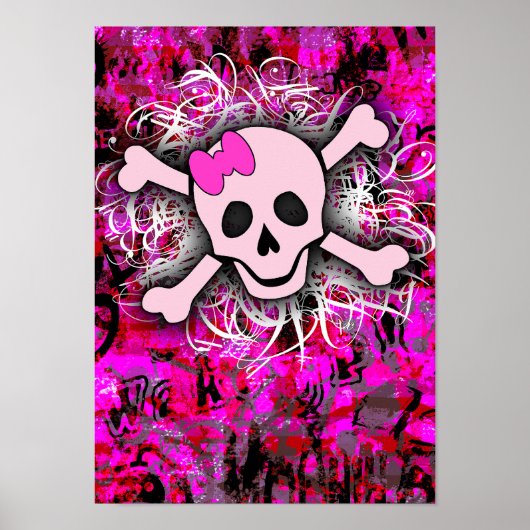 Roze schedel poster (Voorkant)