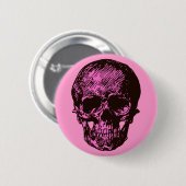 Roze schedel ronde button 5,7 cm (Voorkant /achterkant)