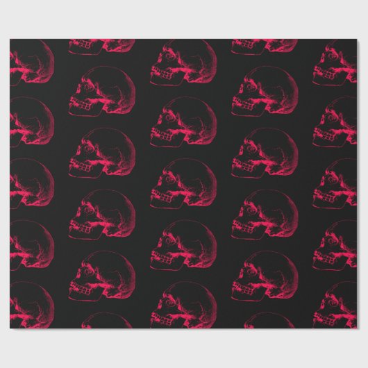 Roze Schedel Schets Patroon Cadeaupapier (Vlak)