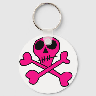 roze schedel sleutelhanger