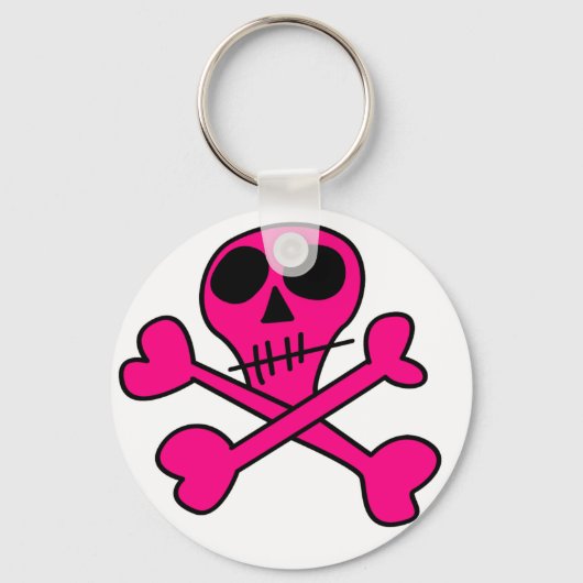 roze schedel sleutelhanger (Voorkant)