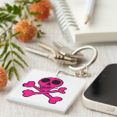 roze schedel sleutelhanger (Voorkant Rechts)
