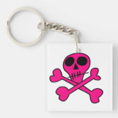 roze schedel sleutelhanger (Voorkant)