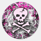 Roze schedel Splatter Stickers (Voorkant)