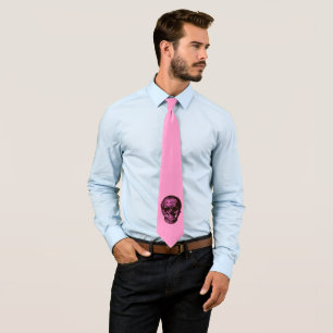 Roze schedel stropdas