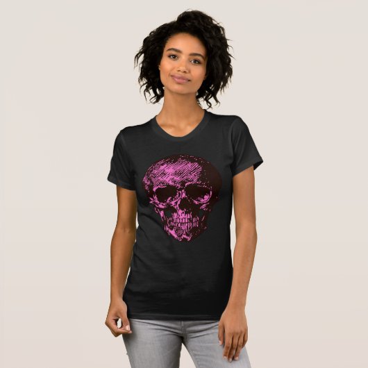 Roze schedel t-shirt (Voorkant volledig)