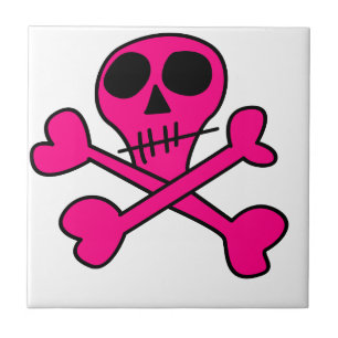 roze schedel tegeltje