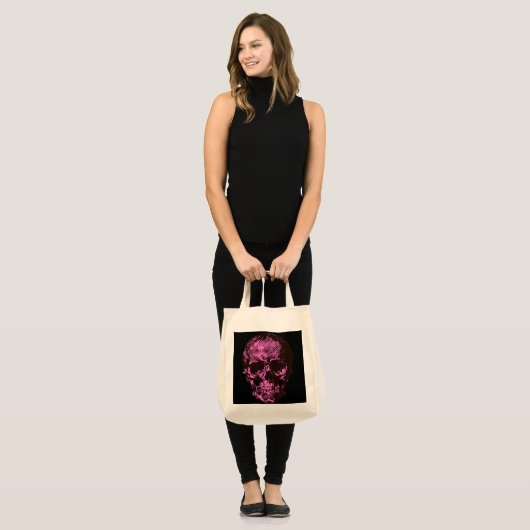 Roze schedel tote bag (Voorkant (model))