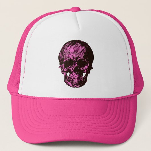 Roze schedel trucker pet (Voorkant)