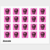 Roze schedel vierkante sticker (Vel)