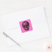 Roze schedel vierkante sticker (Envelop)