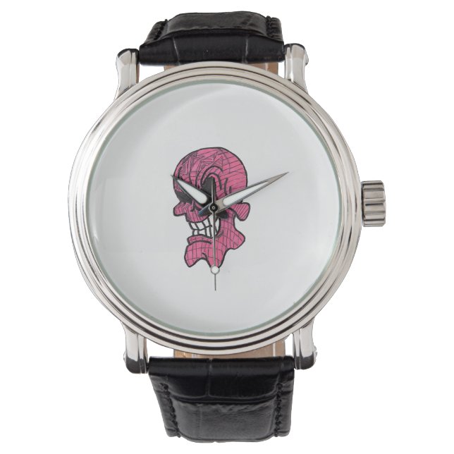 Roze schedel volgen horloge (Voorkant)