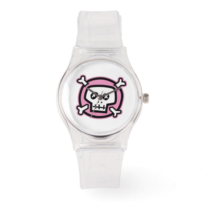 Roze schedel volgen horloge (Voorkant)