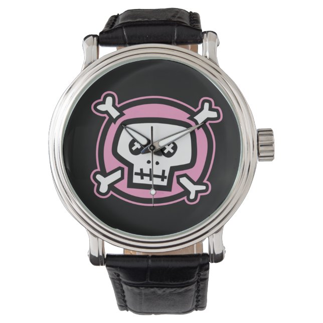 Roze schedel volgen horloge (Voorkant)