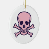Roze Schedel wit rond keramisch ornament (Rechts)