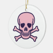 Roze Schedel wit rond keramisch ornament 2 zijdig (Links)