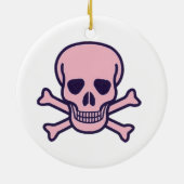 Roze Schedel wit rond keramisch ornament 2 zijdig (Achterkant)