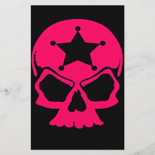Roze schedel (zwarte achtergrond) briefpapier (Voorkant)