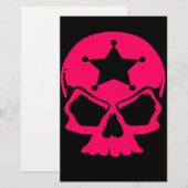 Roze schedel (zwarte achtergrond) briefpapier (Voorkant / Achterkant)
