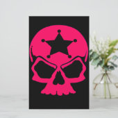 Roze schedel (zwarte achtergrond) briefpapier (Staand voorkant)