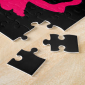 Roze schedel (zwarte achtergrond) legpuzzel (Zijkant)