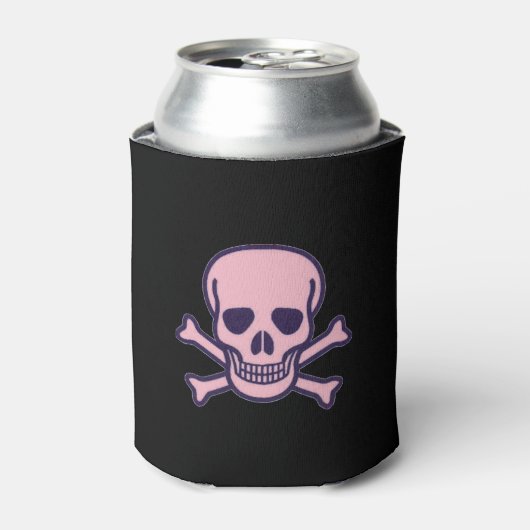 Roze Schedel zwarte blikjeskoeler 2-zijdig (Blikje Voorkant)