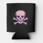 Roze Schedel zwarte blikjeskoeler 2-zijdig (Voorkant)