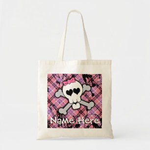 Roze schedelbeenmonster Halloween/Treat Tote Bag