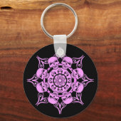 Roze schedelcirkel sleutelhanger (Voorkant)