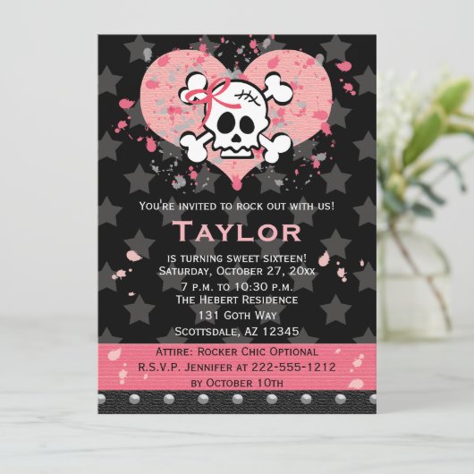 Roze schedeldoordringing kaart (Staand voorkant)