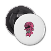 Roze schedelflesopening button flesopener (Voorkant)