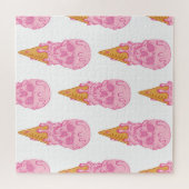 Roze schedelijs, naadloos patroon. legpuzzel (Horizontaal)
