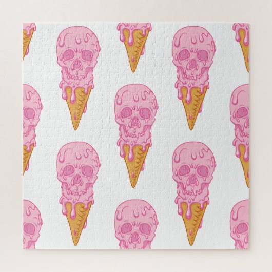 Roze schedelijs, naadloos patroon. legpuzzel (Verticaal)