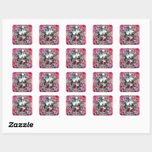 Roze  schedellandschap vierkante sticker (Vel)