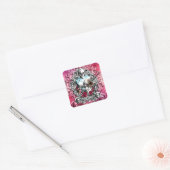 Roze  schedellandschap vierkante sticker (Envelop)