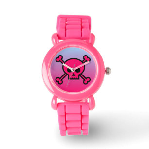 Roze schedelontwerphorloges horloge